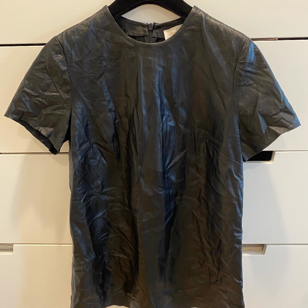 ZIMMERMANN leather crinkle effect T-shirt top